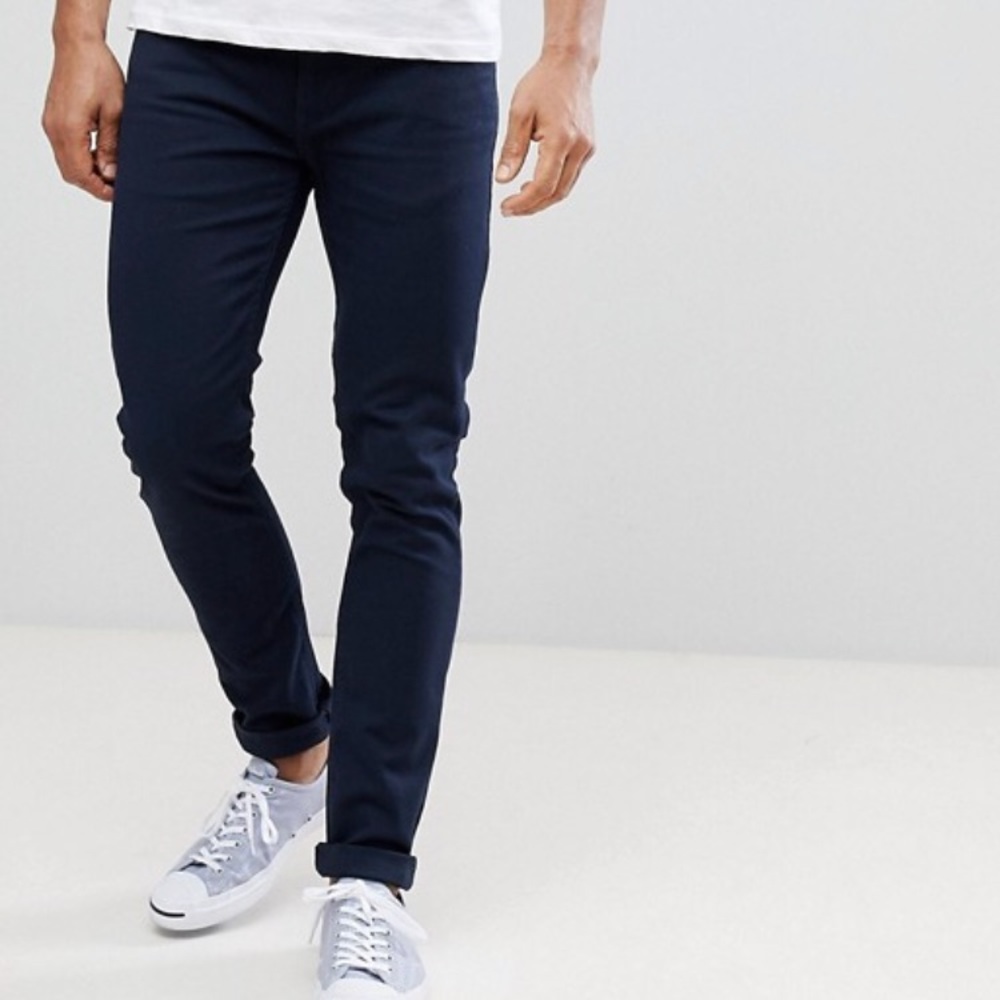 Farah Drake Twill Slim Fit Jeans in Navy